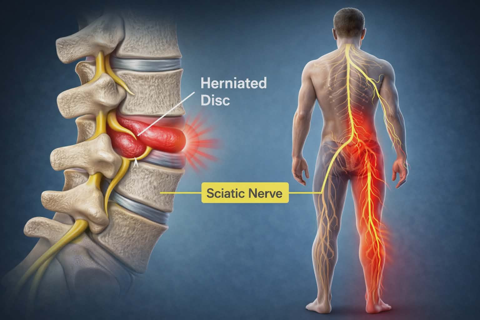 hernie de disc cu compresie pe nervul sciatic