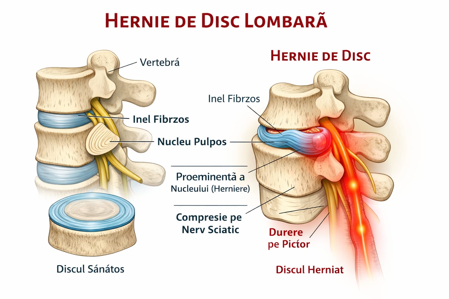 hernie de disc lombara compresie nerv spinal
